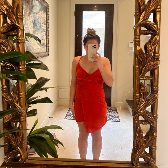 Lulus Ready for the Night Coral Red Twist-Front Mini Dress - Picture 4 of 6